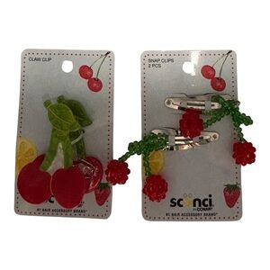 Conair Scunci Cherries Cherry Claw Clip & Snap Clips Beads Cottage Fruit Y2K